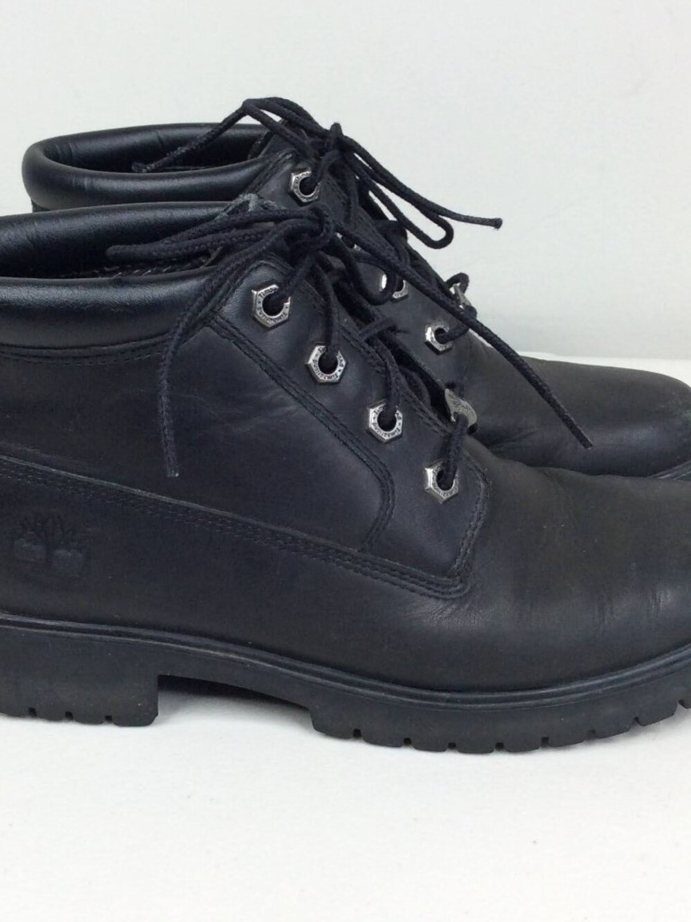 Timberland Leather Ankle Boots Women's Size 7 Black Low Top‎ Lace Up